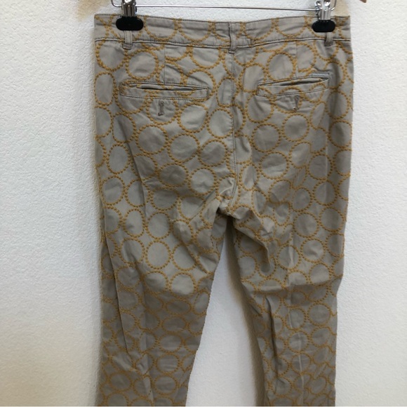 Chino by Anthropologie Tan Embroidered Pants 28 Relax Fit Cuffed - Picture 11 of 16